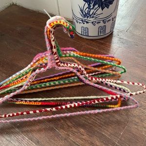 10 bright colored yarn covered hangers